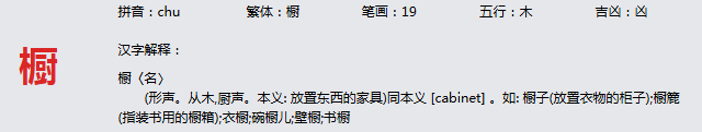 康熙字典_橱字基本解释，橱字含义，橱字意义